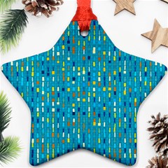 Aqua Blue Artsy Beaded Weave Pattern Star Ornament (two Sides) by SpinnyChairDesigns