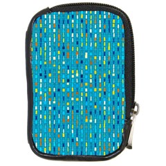 Aqua Blue Artsy Beaded Weave Pattern Compact Camera Leather Case by SpinnyChairDesigns