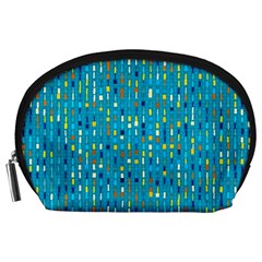 Aqua Blue Artsy Beaded Weave Pattern Accessory Pouch (large) by SpinnyChairDesigns