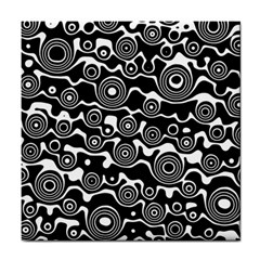 Abstract Black And White Bubble Pattern Tile Coaster by SpinnyChairDesigns