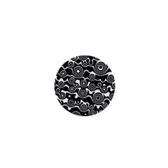 Abstract Black And White Bubble Pattern 1  Mini Buttons by SpinnyChairDesigns