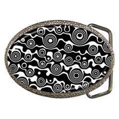 Abstract Black And White Bubble Pattern Belt Buckles by SpinnyChairDesigns