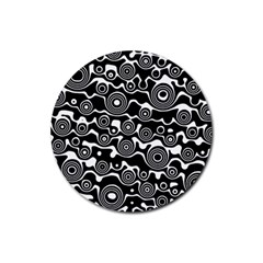 Abstract Black And White Bubble Pattern Rubber Round Coaster (4 Pack)  by SpinnyChairDesigns