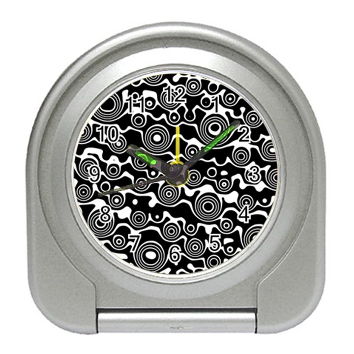 Abstract Black and White Bubble Pattern Travel Alarm Clock