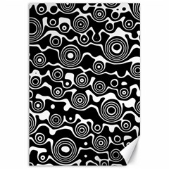 Abstract Black And White Bubble Pattern Canvas 12  X 18  by SpinnyChairDesigns