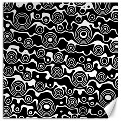 Abstract Black And White Bubble Pattern Canvas 20  X 20  by SpinnyChairDesigns