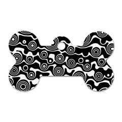 Abstract Black And White Bubble Pattern Dog Tag Bone (two Sides) by SpinnyChairDesigns