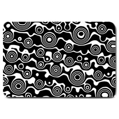 Abstract Black And White Bubble Pattern Large Doormat  by SpinnyChairDesigns