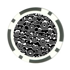 Abstract Black And White Bubble Pattern Poker Chip Card Guard by SpinnyChairDesigns