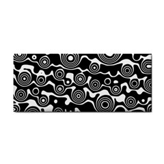 Abstract Black And White Bubble Pattern Hand Towel by SpinnyChairDesigns