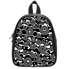 Abstract Black And White Bubble Pattern School Bag (small) by SpinnyChairDesigns