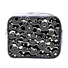 Abstract Black And White Bubble Pattern Mini Toiletries Bag (one Side) by SpinnyChairDesigns