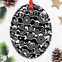 Abstract Black And White Bubble Pattern Ornament (oval Filigree) by SpinnyChairDesigns