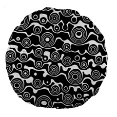 Abstract Black And White Bubble Pattern Large 18  Premium Round Cushions by SpinnyChairDesigns