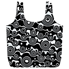 Abstract Black And White Bubble Pattern Full Print Recycle Bag (xl) by SpinnyChairDesigns