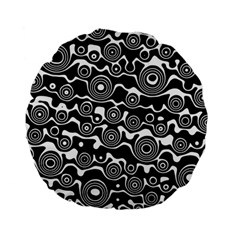 Abstract Black And White Bubble Pattern Standard 15  Premium Flano Round Cushions by SpinnyChairDesigns