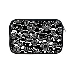 Abstract Black And White Bubble Pattern Apple Macbook Pro 13  Zipper Case by SpinnyChairDesigns