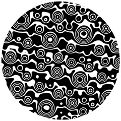 Abstract Black And White Bubble Pattern Wooden Puzzle Round by SpinnyChairDesigns