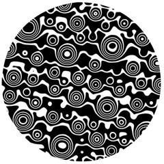 Abstract Black And White Bubble Pattern Wooden Bottle Opener (round) by SpinnyChairDesigns