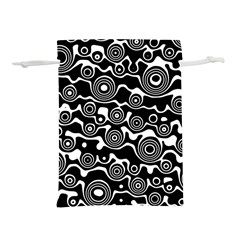 Abstract Black And White Bubble Pattern Lightweight Drawstring Pouch (l) by SpinnyChairDesigns