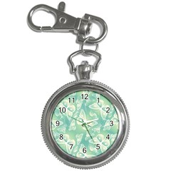 Turquoise Light Green Butterfly Pattern Key Chain Watches by SpinnyChairDesigns