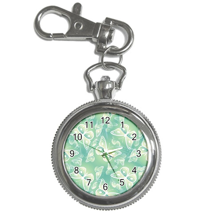 Turquoise Light Green Butterfly Pattern Key Chain Watches