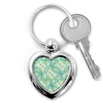 Turquoise Light Green Butterfly Pattern Key Chain (Heart) Front