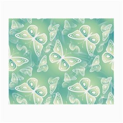 Turquoise Light Green Butterfly Pattern Small Glasses Cloth (2 Sides) by SpinnyChairDesigns