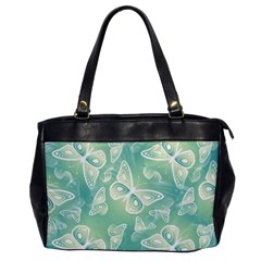 Turquoise Light Green Butterfly Pattern Oversize Office Handbag by SpinnyChairDesigns