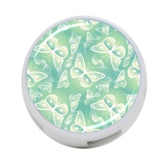 Turquoise Light Green Butterfly Pattern 4-port Usb Hub (one Side) by SpinnyChairDesigns