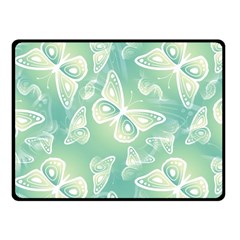 Turquoise Light Green Butterfly Pattern Fleece Blanket (small) by SpinnyChairDesigns