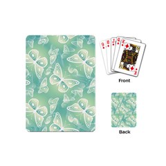 Turquoise Light Green Butterfly Pattern Playing Cards Single Design (mini) by SpinnyChairDesigns