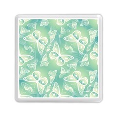 Turquoise Light Green Butterfly Pattern Memory Card Reader (square) by SpinnyChairDesigns