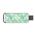 Turquoise Light Green Butterfly Pattern Portable USB Flash (Two Sides) Front