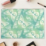 Turquoise Light Green Butterfly Pattern Cosmetic Bag (XXL) Front