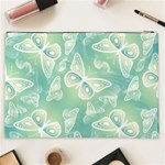 Turquoise Light Green Butterfly Pattern Cosmetic Bag (XXL) Back