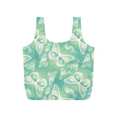 Turquoise Light Green Butterfly Pattern Full Print Recycle Bag (s) by SpinnyChairDesigns