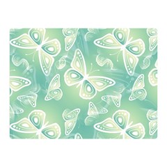 Turquoise Light Green Butterfly Pattern Double Sided Flano Blanket (mini)  by SpinnyChairDesigns