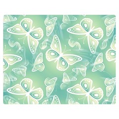 Turquoise Light Green Butterfly Pattern Double Sided Flano Blanket (medium)  by SpinnyChairDesigns