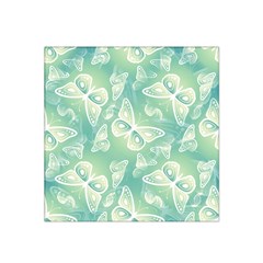 Turquoise Light Green Butterfly Pattern Satin Bandana Scarf by SpinnyChairDesigns