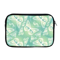 Turquoise Light Green Butterfly Pattern Apple Macbook Pro 17  Zipper Case by SpinnyChairDesigns