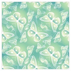 Turquoise Light Green Butterfly Pattern Long Sheer Chiffon Scarf 