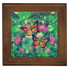 Watercolor Monarch Butterflies Framed Tile by SpinnyChairDesigns