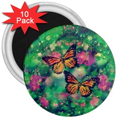 Watercolor Monarch Butterflies 3  Magnets (10 Pack)  by SpinnyChairDesigns