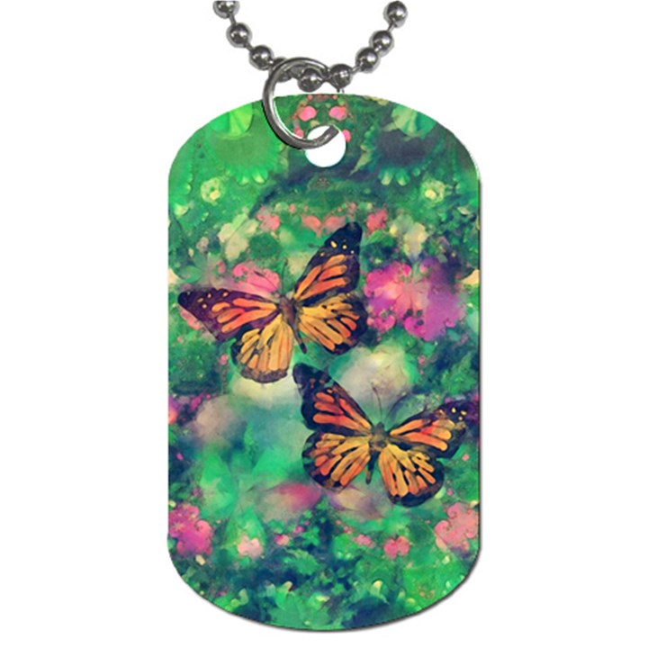 Watercolor Monarch Butterflies Dog Tag (One Side)