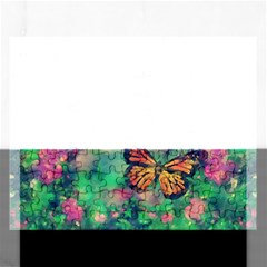 Watercolor Monarch Butterflies Rectangular Jigsaw Puzzl by SpinnyChairDesigns