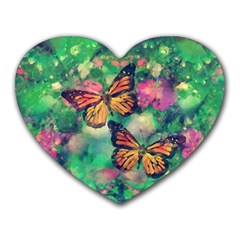 Watercolor Monarch Butterflies Heart Mousepads by SpinnyChairDesigns