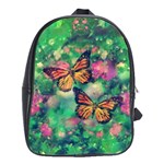 Watercolor Monarch Butterflies School Bag (Large) Front