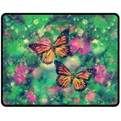 Watercolor Monarch Butterflies Double Sided Fleece Blanket (medium)  by SpinnyChairDesigns