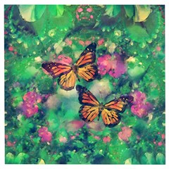 Watercolor Monarch Butterflies Wooden Puzzle Square by SpinnyChairDesigns